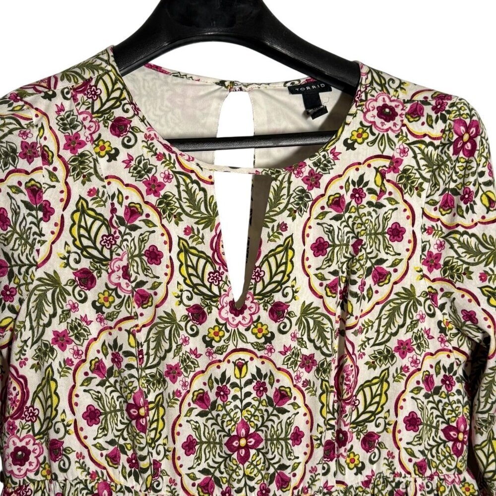 Torrid Womens Boho Print Dress Keyhole Neckline Size 00 Size 10 - Picture 3 of 8